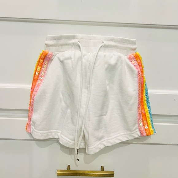 White Kids Sweatshirt with Rainbow Sequin Design - Picture 2 of 4